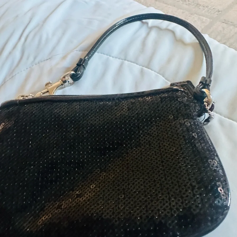 Coach Black Sequin Wristlet